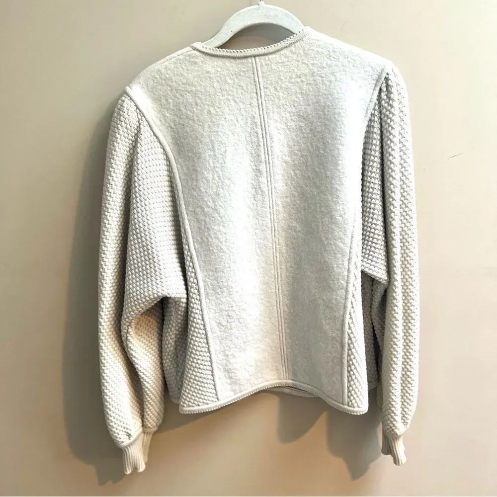 Geiger Button-Front Textured Wool Cardigan - Picture 3 of 6